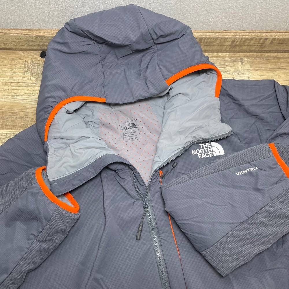 The North Face Ventrix Hooded Jacket Mens XXL Grey Orange Insulated Puffer Coat